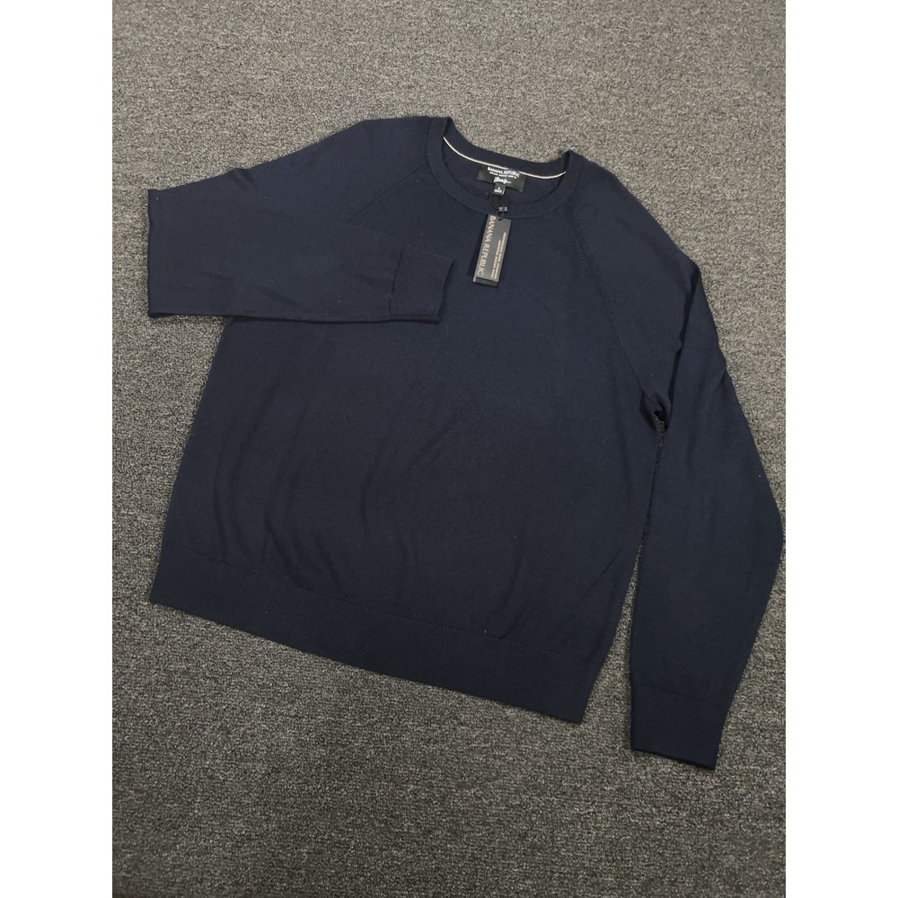 New Banana Republic Sweater Men's Large Merino Wool Blue Baruffa Italian Yarn - Picture 2 of 7